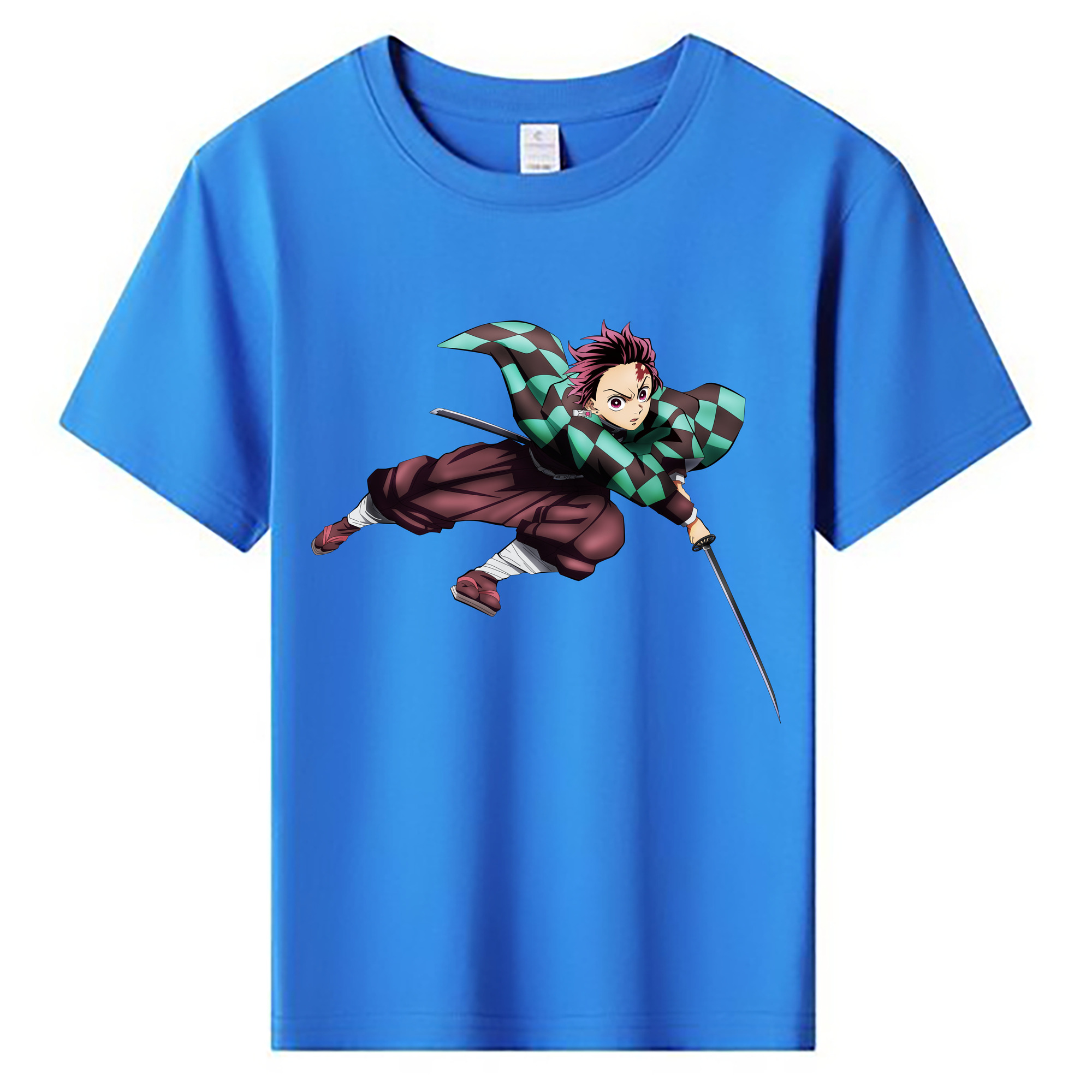 （画像用） 鬼滅の刃 竈門 炭治郎／かまど たんじろう Kamado Tanjirou 綿100％キッズTシャツ（フロントプリント）